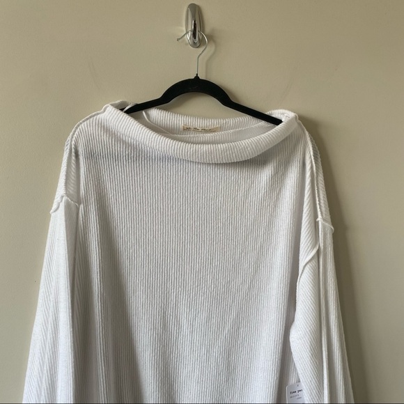 Nwt-Free People Main Squeeze White Ribbed Sweater - Picture 4 of 8